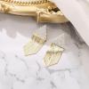 imageBriLove Fashion Long Chandelier Sparkle Cubic Zirconia Triangle Tassel Earrings for Women Wedding Party PromClear GoldTone