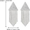 imageBriLove Fashion Long Chandelier Sparkle Cubic Zirconia Triangle Tassel Earrings for Women Wedding Party PromClear SilverTone