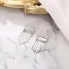 imageBriLove Fashion Long Chandelier Sparkle Cubic Zirconia Triangle Tassel Earrings for Women Wedding Party PromClear SilverTone