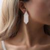 imageBriLove Fashion Long Chandelier Sparkle Cubic Zirconia Triangle Tassel Earrings for Women Wedding Party PromClear SilverTone