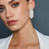 imageBriLove Fashion Long Chandelier Sparkle Cubic Zirconia Triangle Tassel Earrings for Women Wedding Party PromClear SilverTone