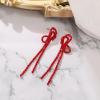 imageBriLove Fashion Long Sparkling Tassel Dangle Drop Earring Butterfly Knot Chandelier Dangling Earrings for Women Wedding Party Prom Ruby Color RedTone