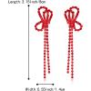 imageBriLove Fashion Long Sparkling Tassel Dangle Drop Earring Butterfly Knot Chandelier Dangling Earrings for Women Wedding Party Prom Ruby Color RedTone