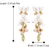 imageBriLove Gorgeous Sparkly Rhinestone Marquise Enamel 3 Layered Flower Dangle Earrings for WomenClear GoldTone