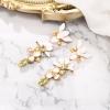 imageBriLove Gorgeous Sparkly Rhinestone Marquise Enamel 3 Layered Flower Dangle Earrings for WomenClear GoldTone