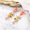 imageBriLove Gorgeous Sparkly Rhinestone Marquise Enamel 3 Layered Flower Dangle Earrings for WomenMulticolor GoldTone