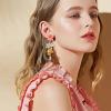 imageBriLove Gorgeous Sparkly Rhinestone Marquise Enamel 3 Layered Flower Dangle Earrings for WomenMulticolor GoldTone