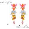 imageBriLove Gorgeous Sparkly Rhinestone Marquise Enamel 3 Layered Flower Dangle Earrings for WomenMulticolor GoldTone