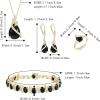 imageBriLove Jewelry Set for Bride Sparkling Water Drop Cubic Zirconia Crystal Pendant Necklace Leverback Earrings Tennis Bracelet Adjustable Ring Gift for WeddingBirthdayMothers DayChristmas07Black GoldTone