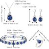 imageBriLove Jewelry Set for Bride Sparkling Water Drop Cubic Zirconia Crystal Pendant Necklace Leverback Earrings Tennis Bracelet Adjustable Ring Gift for WeddingBirthdayMothers DayChristmas15Sapphire Color