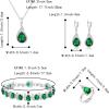 imageBriLove Jewelry Set for Bride Sparkling Water Drop Cubic Zirconia Crystal Pendant Necklace Leverback Earrings Tennis Bracelet Adjustable Ring Gift for WeddingBirthdayMothers DayChristmas13Emerald Color