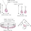 imageBriLove Jewelry Set for Bride Sparkling Water Drop Cubic Zirconia Crystal Pendant Necklace Leverback Earrings Tennis Bracelet Adjustable Ring Gift for WeddingBirthdayMothers DayChristmas12Pink