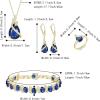 imageBriLove Jewelry Set for Bride Sparkling Water Drop Cubic Zirconia Crystal Pendant Necklace Leverback Earrings Tennis Bracelet Adjustable Ring Gift for WeddingBirthdayMothers DayChristmas08Sapphire Color GoldTone