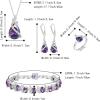 imageBriLove Jewelry Set for Bride Sparkling Water Drop Cubic Zirconia Crystal Pendant Necklace Leverback Earrings Tennis Bracelet Adjustable Ring Gift for WeddingBirthdayMothers DayChristmas02Purple SilverTone