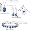 imageBriLove Jewelry Set for Bride Sparkling Water Drop Cubic Zirconia Crystal Pendant Necklace Leverback Earrings Tennis Bracelet Adjustable Ring Gift for WeddingBirthdayMothers DayChristmas01Sapphire Color SilverTone
