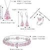 imageBriLove Jewelry Set for Bride Sparkling Water Drop Cubic Zirconia Crystal Pendant Necklace Leverback Earrings Tennis Bracelet Adjustable Ring Gift for WeddingBirthdayMothers DayChristmas03Pink SilverTone