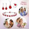 imageBriLove Jewelry Set for Bride Sparkling Water Drop Cubic Zirconia Crystal Pendant Necklace Leverback Earrings Tennis Bracelet Adjustable Ring Gift for WeddingBirthdayMothers DayChristmas14Ruby Color