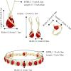 imageBriLove Jewelry Set for Bride Sparkling Water Drop Cubic Zirconia Crystal Pendant Necklace Leverback Earrings Tennis Bracelet Adjustable Ring Gift for WeddingBirthdayMothers DayChristmas10Ruby Color GoldTone