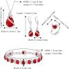 imageBriLove Jewelry Set for Bride Sparkling Water Drop Cubic Zirconia Crystal Pendant Necklace Leverback Earrings Tennis Bracelet Adjustable Ring Gift for WeddingBirthdayMothers DayChristmas04Ruby Color SilverTone
