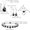 imageBriLove Jewelry Set for Bride Sparkling Water Drop Cubic Zirconia Crystal Pendant Necklace Leverback Earrings Tennis Bracelet Adjustable Ring Gift for WeddingBirthdayMothers DayChristmas06Black SliverTone