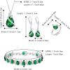 imageBriLove Jewelry Set for Bride Sparkling Water Drop Cubic Zirconia Crystal Pendant Necklace Leverback Earrings Tennis Bracelet Adjustable Ring Gift for WeddingBirthdayMothers DayChristmas05Emerald Color SilverTone