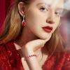 imageBriLove Jewelry Set for Bride Sparkling Water Drop Cubic Zirconia Crystal Pendant Necklace Leverback Earrings Tennis Bracelet Adjustable Ring Gift for WeddingBirthdayMothers DayChristmas14Ruby Color