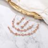 imageBriLove Sparkly Elegant Rhinestone Teardrop Necklace Bracelet Leverback Earrings Jewelry Set for Women Wedding Prom DressPeach RoseGoldTone