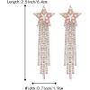 imageBriLove Star Tassel Earrings Dangling for WomenFashion Long Chandelier Sparkle Cubic Zirconia Dangle Drop Earring Wedding Party PromClear RoseGoldTone