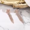 imageBriLove Star Tassel Earrings Dangling for WomenFashion Long Chandelier Sparkle Cubic Zirconia Dangle Drop Earring Wedding Party PromClear RoseGoldTone