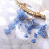 imageBriLove Strand Statement Flower Necklace for Women Shiny Chic Floral Collar Bib Necklaces Dangle Earrings Jewelry Summer Beach Holiday Costume PromBlue
