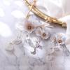 imageBriLove Strand Statement Flower Necklace for Women Shiny Chic Floral Collar Bib Necklaces Dangle Earrings Jewelry Summer Beach Holiday Costume PromClear GoldTone