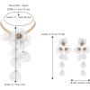 imageBriLove Strand Statement Flower Necklace for Women Shiny Chic Floral Collar Bib Necklaces Dangle Earrings Jewelry Summer Beach Holiday Costume PromClear GoldTone