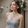 imageBriLove Strand Statement Flower Necklace for Women Shiny Chic Floral Collar Bib Necklaces Dangle Earrings Jewelry Summer Beach Holiday Costume PromClear