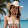imageBriLove Strand Statement Flower Necklace for Women Shiny Chic Floral Collar Bib Necklaces Dangle Earrings Jewelry Summer Beach Holiday Costume PromGold