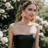 imageBriLove Strand Statement Flower Necklace for Women Shiny Chic Floral Collar Bib Necklaces Dangle Earrings Jewelry Summer Beach Holiday Costume PromGold