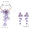 imageBriLove Strand Statement Flower Necklace for Women Shiny Chic Floral Collar Bib Necklaces Dangle Earrings Jewelry Summer Beach Holiday Costume PromPurple