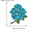 imageBriLove Womens Austrian Crystal Rhinestones Rose Flower Brooch Pin for Party PromBlue SilverTone