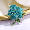 imageBriLove Womens Austrian Crystal Rhinestones Rose Flower Brooch Pin for Party PromBlue SilverTone