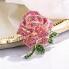 imageBriLove Womens Austrian Crystal Rhinestones Rose Flower Brooch Pin for Party PromPink GoldTone