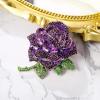 imageBriLove Womens Austrian Crystal Rhinestones Rose Flower Brooch Pin for Party PromPurple SilverTone