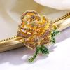 imageBriLove Womens Austrian Crystal Rhinestones Rose Flower Brooch Pin for Party PromYellow GoldTone