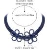 imageBriLove Womens Flower Collar Necklace Double Crystal Statement Chunky Necklace Bib for Summer Beach Chokers NecklacesBlue BlueTone