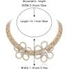 imageBriLove Womens Flower Collar Necklace Double Crystal Statement Chunky Necklace Bib for Summer Beach Chokers NecklacesClear GoldTone