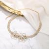 imageBriLove Womens Flower Collar Necklace Double Crystal Statement Chunky Necklace Bib for Summer Beach Chokers NecklacesClear GoldTone