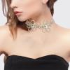 imageBriLove Womens Flower Collar Necklace Double Crystal Statement Chunky Necklace Bib for Summer Beach Chokers NecklacesIridescenet AB GoldTone