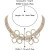 imageBriLove Womens Flower Collar Necklace Double Crystal Statement Chunky Necklace Bib for Summer Beach Chokers NecklacesIridescenet AB GoldTone