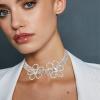 imageBriLove Womens Flower Collar Necklace Double Crystal Statement Chunky Necklace Bib for Summer Beach Chokers NecklacesIridescenet AB SilverTone
