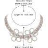 imageBriLove Womens Flower Collar Necklace Double Crystal Statement Chunky Necklace Bib for Summer Beach Chokers NecklacesIridescenet AB SilverTone