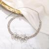 imageBriLove Womens Flower Collar Necklace Double Crystal Statement Chunky Necklace Bib for Summer Beach Chokers NecklacesIridescenet AB SilverTone
