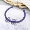 imageBriLove Womens Flower Collar Necklace Double Crystal Statement Chunky Necklace Bib for Summer Beach Chokers NecklacesRoyal Blue SilverTone